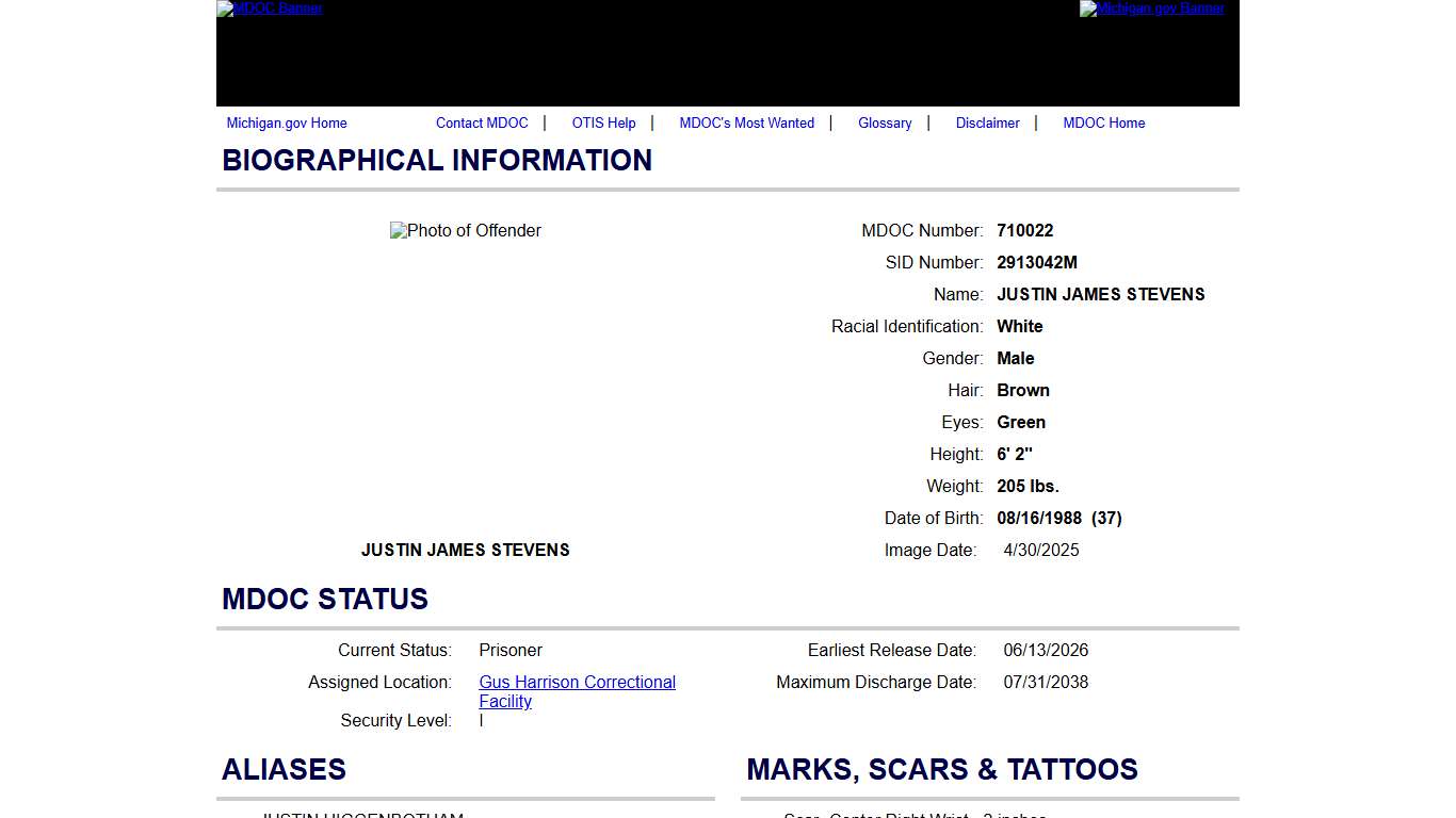 Offender Tracking Information System (OTIS) - Offender Profile