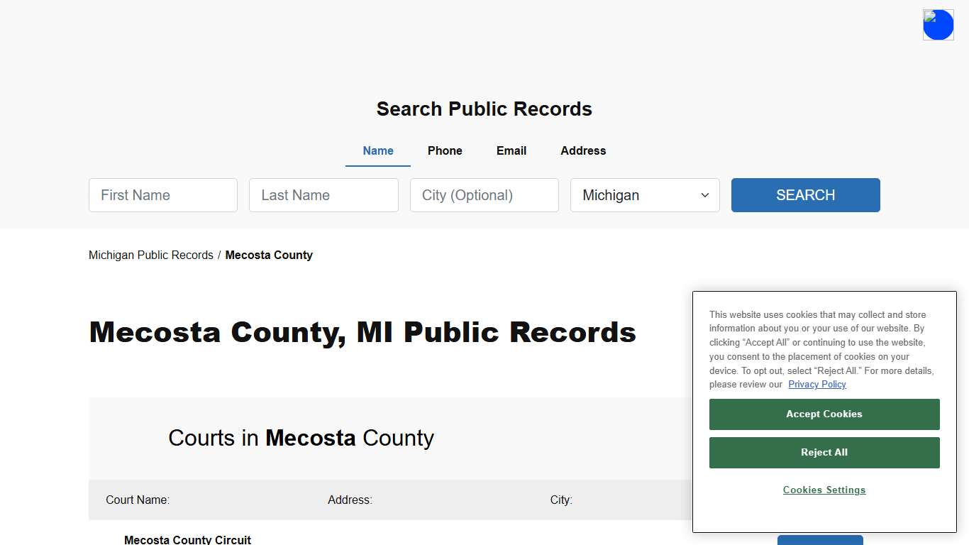 Mecosta County, MI Public Court, Arrest and Inmate Records - ThePublicIndex