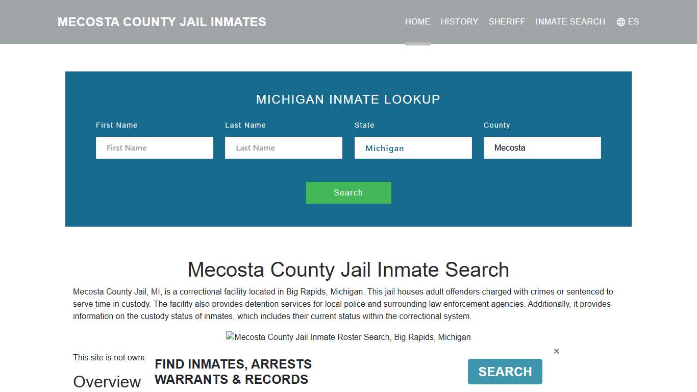 Mecosta County Jail Inmate Roster Lookup, Big Rapids, MI